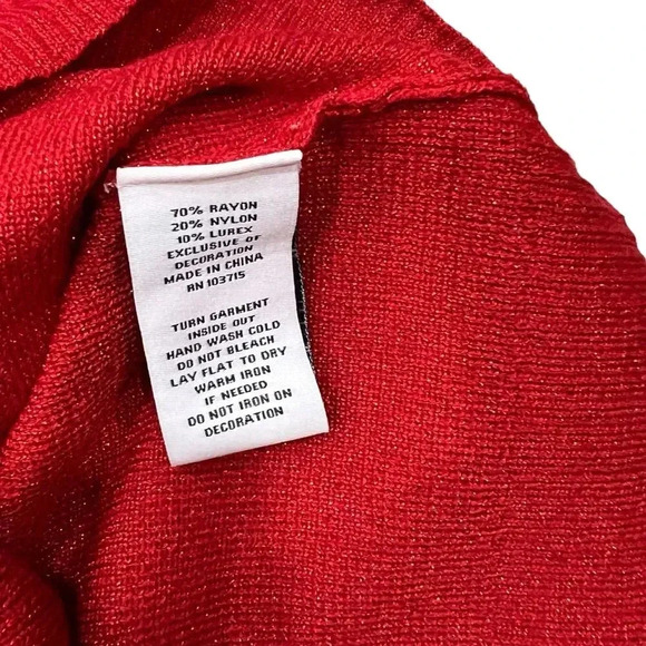 Nanette Lepore Red Metallic Rib Sleeve Lurex Pullover Sweater S - Picture 4 of 4